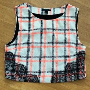 Forever21 tweed lace details crop top